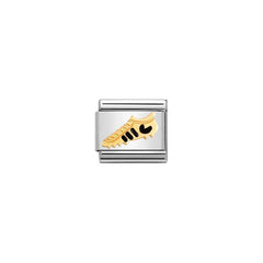 Nomination Composable Classic ITAL, FOOTBALL Edelstahl, Email und 18K-Gold (20_Schuh SCHWARZ) 030204/20