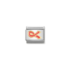 Nomination Composable Classic DAILY LIFE Edelstahl, Email und 18K-Gold (29_Schleife ROSA (Kampf gegen Kre) 030208/29