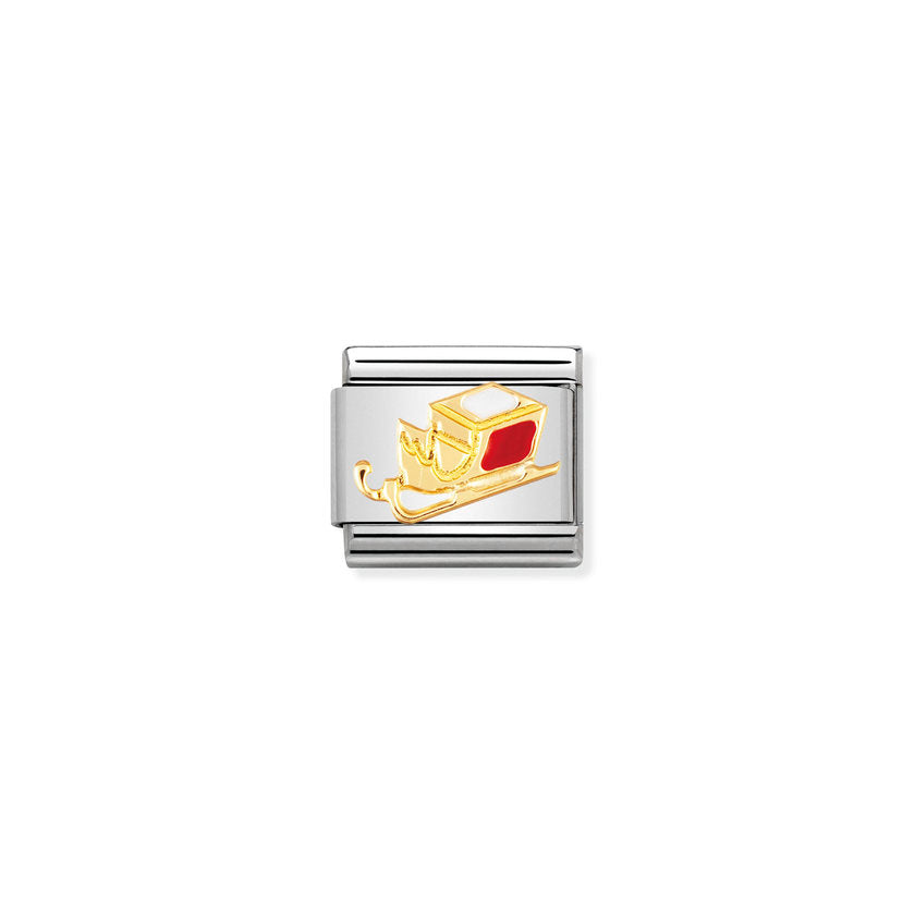 Nomination Composable Classic CHRISTMAS Edelstahl, Email und 18K-Gold (07_Schlitten) 030225/07