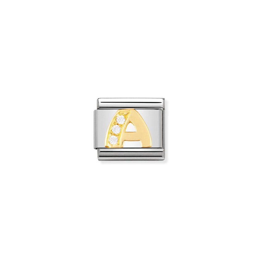 Nomination Comp, Classic BUCHST, Edelstahl, 18K-Gold und Cubic Zirc, (01_A) 030301/01
