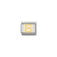 Nomination Comp, Classic BUCHST, Edelstahl, 18K-Gold und Cubic Zirc, (02_B) 030301/02