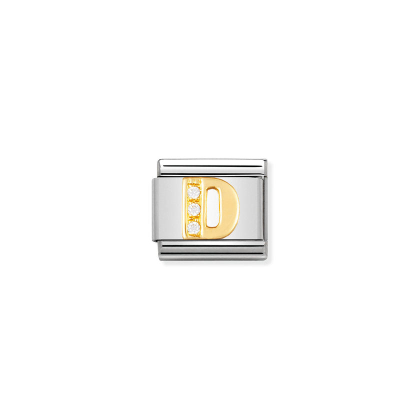 Nomination Comp, Classic BUCHST, Edelstahl, 18K-Gold und Cubic Zirc, (04_D) 030301/04