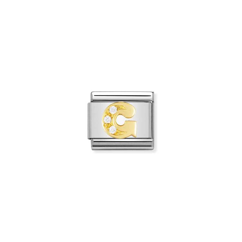 Nomination Comp, Classic BUCHST, Edelstahl, 18K-Gold und Cubic Zirc, (07_G) 030301/07