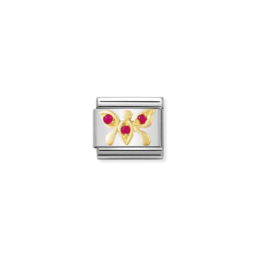 Nomination Comp, Classic TIERE - LUFT Edelstahl, 18K-Gold und Cubic Zirc, (12_Schmetterling ROT) 030303/12