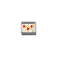 Nomination Comp, Classic TIERE - LUFT Edelstahl, 18K-Gold und Cubic Zirc, (12_Schmetterling ROT) 030303/12