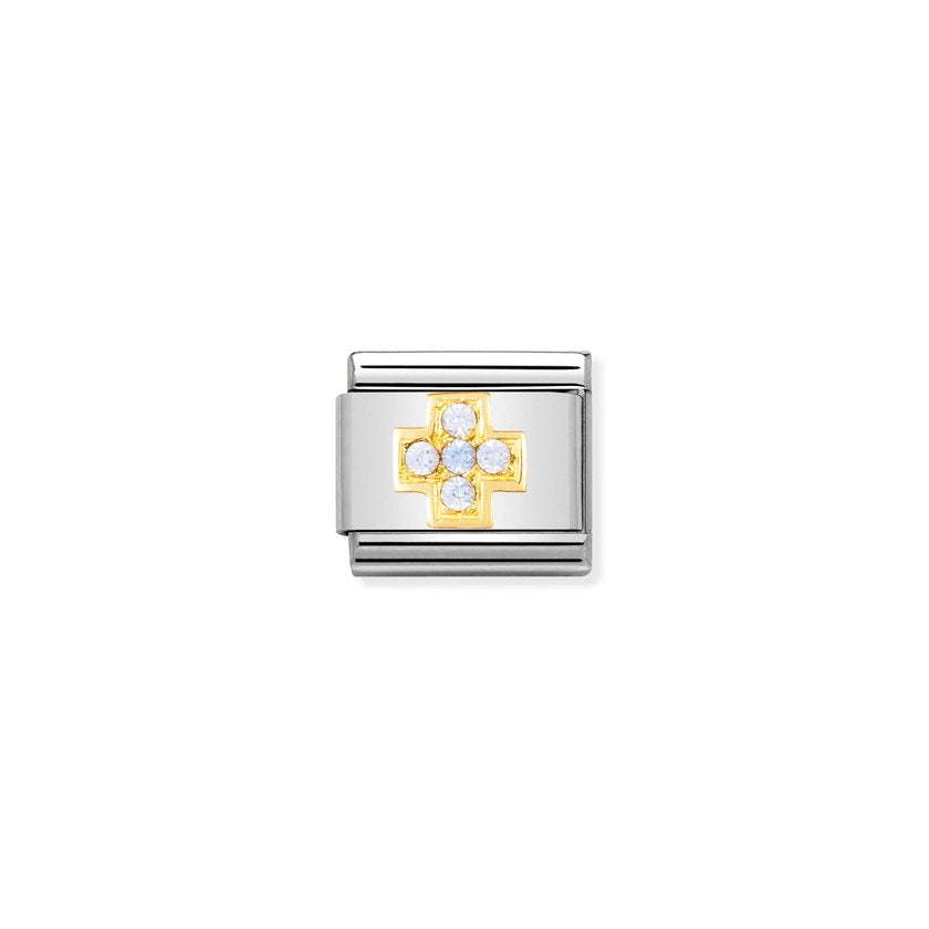 Nomination Comp, Classic DAILY LIFE Edelstahl, 18K-Gold und Cubic Zirc, (05_Kreuz HELLBLAU) 030307/05