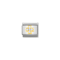 Nomination Comp, Classic DAILY LIFE Edelstahl, 18K-Gold und Cubic Zirc, (05_Kreuz HELLBLAU) 030307/05
