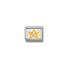 Nomination Comp, Classic FUN Edelstahl, 18K-Gold und Cubic Zirc, (05_Stern HELLBLAU) 030308/05