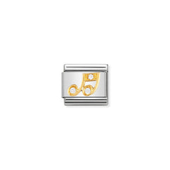 Nomination Comp, Classic FUN Edelstahl, 18K-Gold und Cubic Zirc, (18_Musiknote WEISS) 030308/18