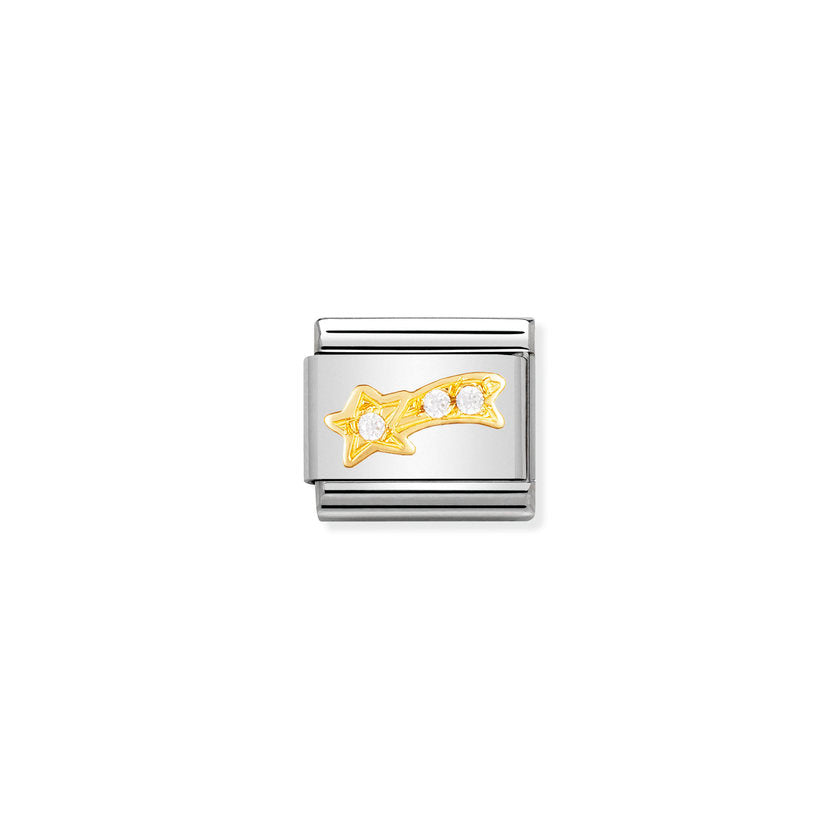 Nomination Comp, Classic FUN Edelstahl, 18K-Gold und Cubic Zirc, (25_Komet WEISS) 030308/25