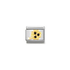 Nomination Comp, Classic GOOD LUCK Edelstahl, 18K-Gold und Cubic Zirc, (21_Glucksklee SCHWARZ) 030310/21