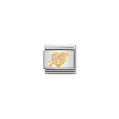 Nomination Comp, Classic LOVE Edelstahl, 18K-Gold und Cubic Zirc, (06_Getroffenes Herz ROSA) 030311/06
