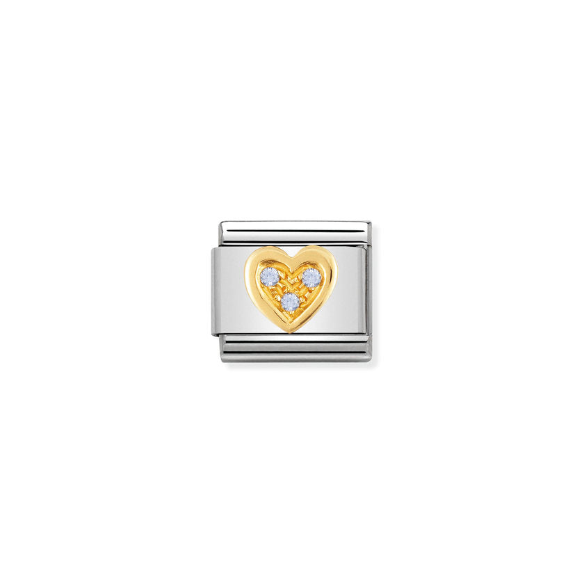 Nomination Comp, Classic LOVE Edelstahl, 18K-Gold und Cubic Zirc, (15_Herz HELLBLAU) 030311/15