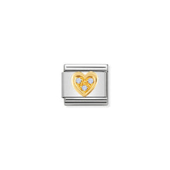 Nomination Comp, Classic LOVE Edelstahl, 18K-Gold und Cubic Zirc, (15_Herz HELLBLAU) 030311/15