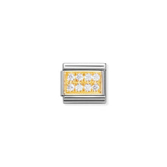 Nomination Comp, Classic PAVE Edelstahl, 18K-Gold und Cubic Zirc, (01_weiss) 030314/01