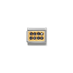 Nomination Comp, Classic PAVE Edelstahl, 18K-Gold und Cubic Zirc, (10_schwarz) 030314/10