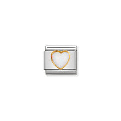 Nomination Composable Classic EDELSTEINE HERZ aus Edelstahl und 18K-Gold (07_OPAL WEISS) 030501/07