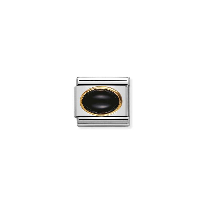 Nomination COMPOSABLE CLASSIC Edelsteine, Edelstahl und 18k gold (02_ACHAT SCHWARZ) 030502/02