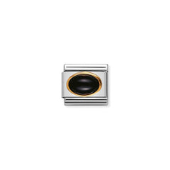 Nomination COMPOSABLE CLASSIC Edelsteine, Edelstahl und 18k gold (02_ACHAT SCHWARZ) 030502/02