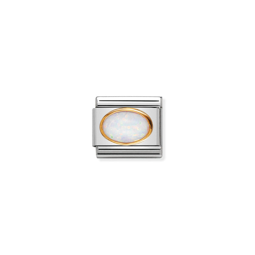 Nomination COMPOSABLE CLASSIC Edelsteine, Edelstahl und 18k gold (07_OPAL WEISS) 030502/07