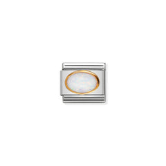 Nomination COMPOSABLE CLASSIC Edelsteine, Edelstahl und 18k gold (07_OPAL WEISS) 030502/07