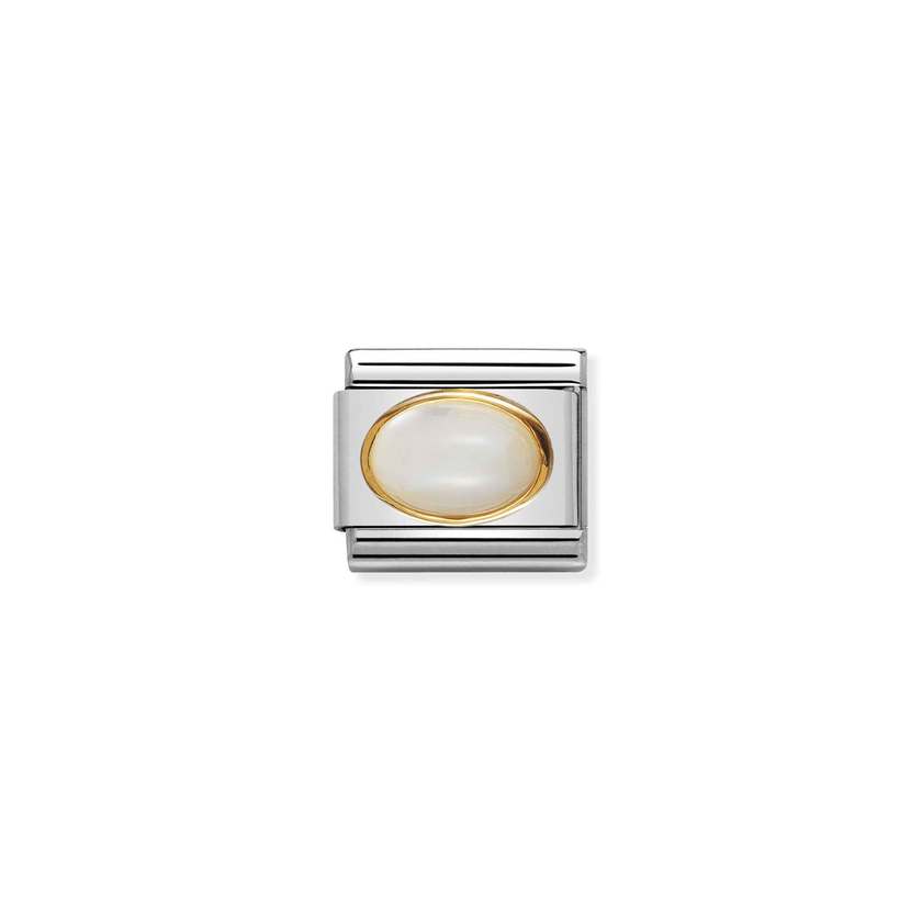 Nomination COMPOSABLE CLASSIC Edelsteine, Edelstahl und 18k gold (12_PERLMUTT WEISS) 030502/12