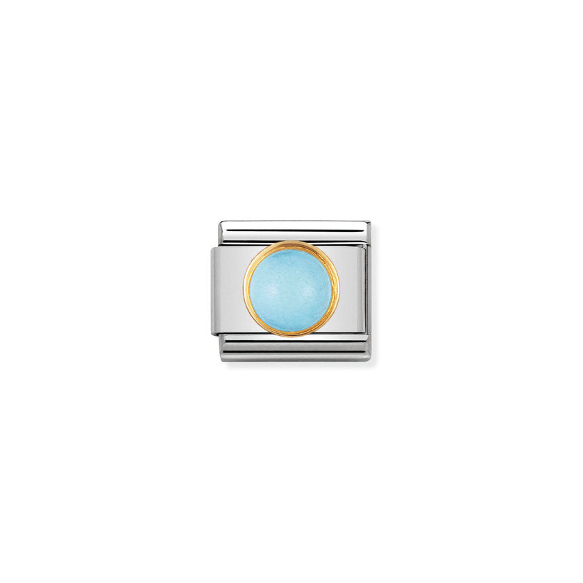 Nomination Composable Classic EDELSTEINE RUND aus Edelstahl und 18K-Gold (06_TURKIS) 030503/06