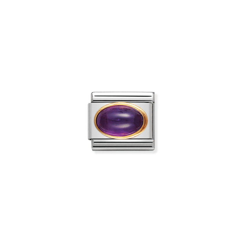 Nomination Composable Classic HALBEDELST, OVAL aus Edelstahl und 18K-Gold (02_AMETHYST) 030504/02