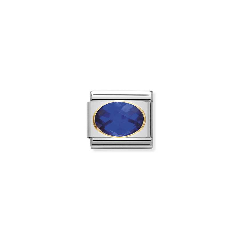 Nomination Comp, Classic CUBIC ZIRCONIA FACETTIERT Edelstahl, 18K-Gold (007_BLAU) 030601/007