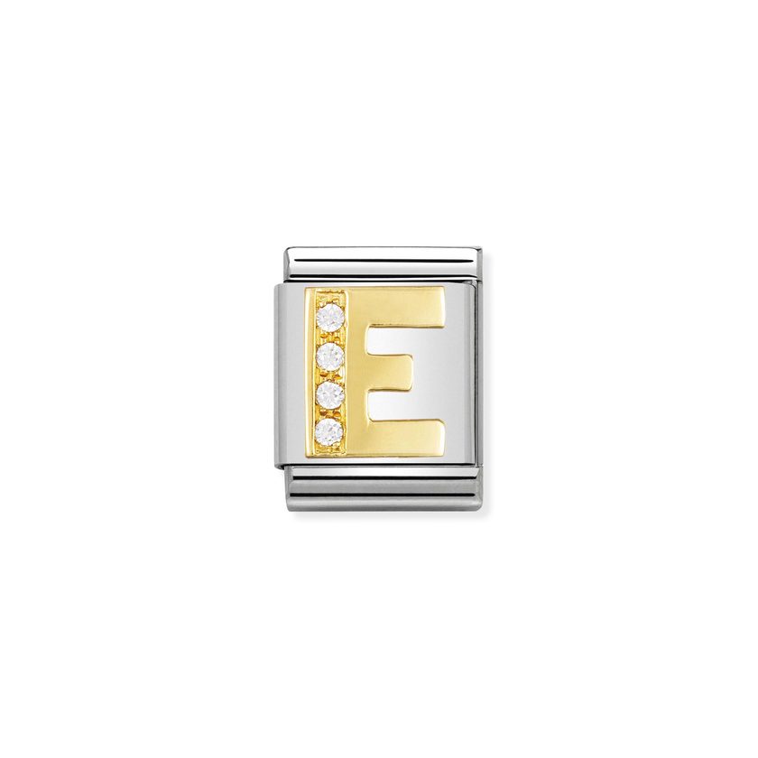 Nomination Composable Big BUCHST, Edelstahl, 18K-Gold und Cubic Zirc, (05_E) 032301/05