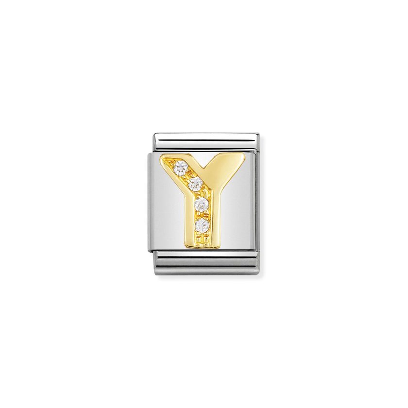 Nomination Composable Big BUCHST, Edelstahl, 18K-Gold und Cubic Zirc, (25_Y) 032301/25