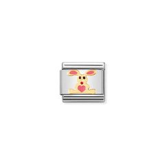 Nomination Composable Classic TIERE - LAND Edelstahl, Email und 18K-Gold (01_Kaninchen ROSA) 030212/01