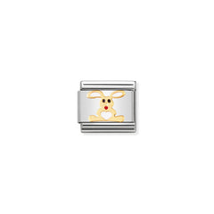 Nomination Composable Classic TIERE - LAND Edelstahl, Email und 18K-Gold (02_Kaninchen WEISS) 030212/02