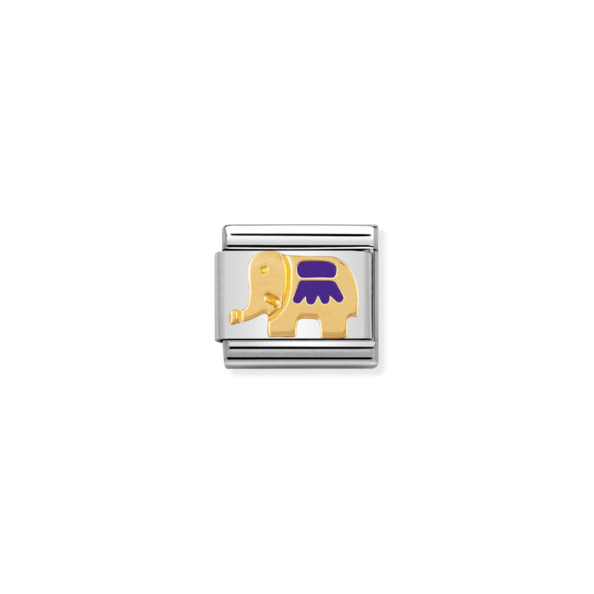 Nomination Composable Classic TIERE - LAND Edelstahl, Email und 18K-Gold (26_Elefant VIOLETT) 030212/26