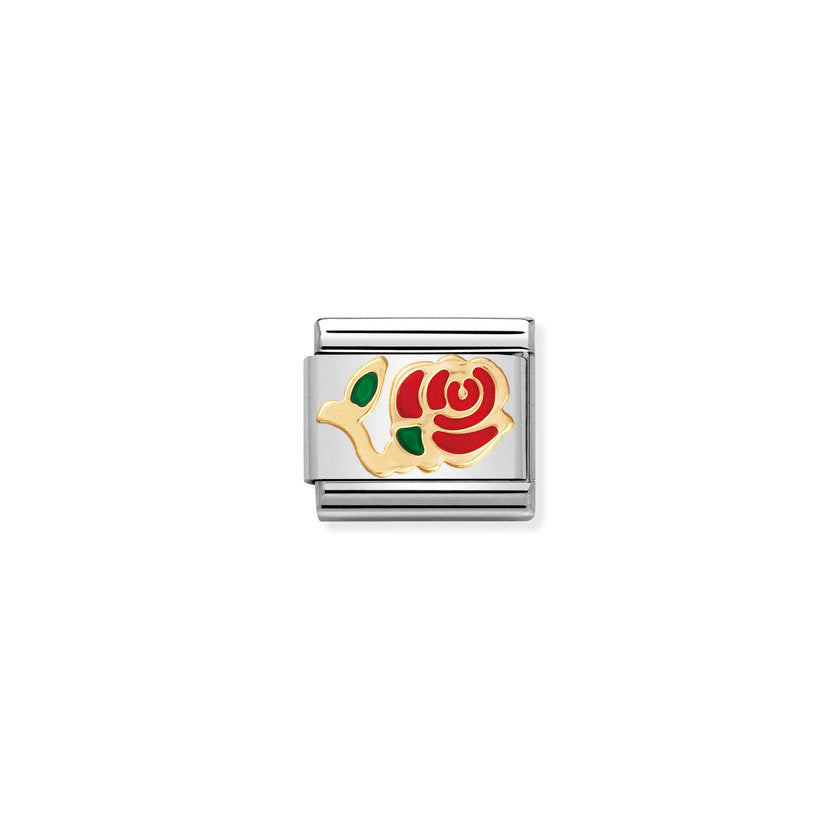 Nomination Composable Classic NATURE Edelstahl, Email und 18K-Gold (01_Rose ROT) 030214/01
