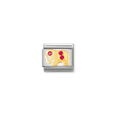 Nomination Comp, Classic TIERE - LAND Edelstahl, 18K-Gold und Cubic Zirc, (22_Elefant ROT) 030304/22