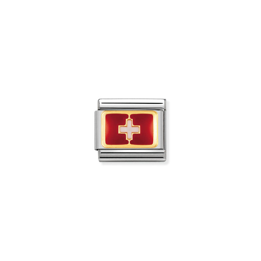 Nomination Composable Classic FLAGGE EUROPA Edelstahl, Email und 18K-Gold (09_SCHWEIZ) 030234/09