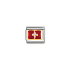 Nomination Composable Classic FLAGGE EUROPA Edelstahl, Email und 18K-Gold (09_SCHWEIZ) 030234/09