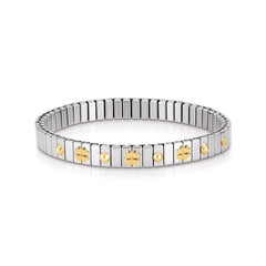 Nomination Armbander XTE SMALL aus Edelstahl und 18K-Gold mit drei Symbolen (004_Glucksklee) 042002/004