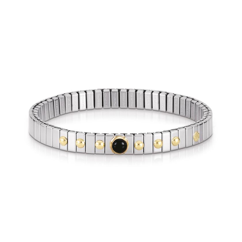 Nomination Armbander XTE SMALL aus Edelstahl und 18K-Gold mit 1 Edelstein (002_ACHAT SCHWARZ) 042101/002