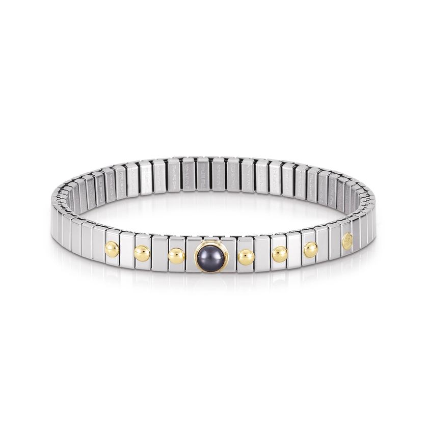 Nomination Armbander XTE SMALL aus Edelstahl und 18K-Gold mit 1 Edelstein (014_PERLE GRAU) 042101/014