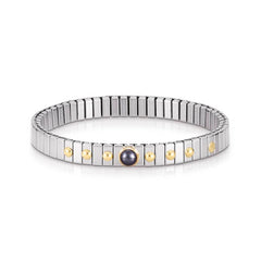 Nomination Armbander XTE SMALL aus Edelstahl und 18K-Gold mit 1 Edelstein (014_PERLE GRAU) 042101/014