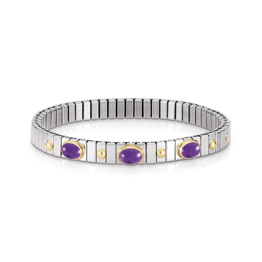 Nomination Armbander XTE SMALL Edelstahl und 18K-Gold und 3 Halbedelst, (002_AMETHYST) 042106/002