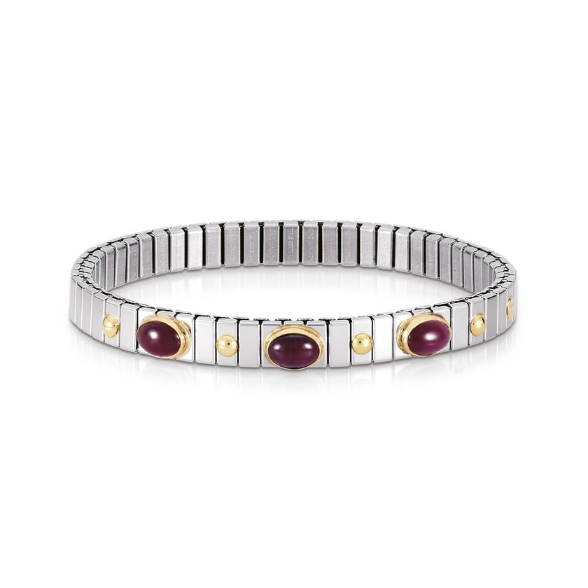 Nomination Armbander XTE SMALL Edelstahl und 18K-Gold und 3 Halbedelst, (010_RUBIN) 042106/010