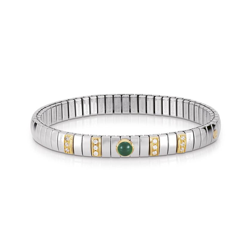 Nomination Armbander N,Y, SMALL Edelstahl, 18K-Gold, Cub, Zirc und Edelsteine (003_ACHAT GRUN) 042450/003