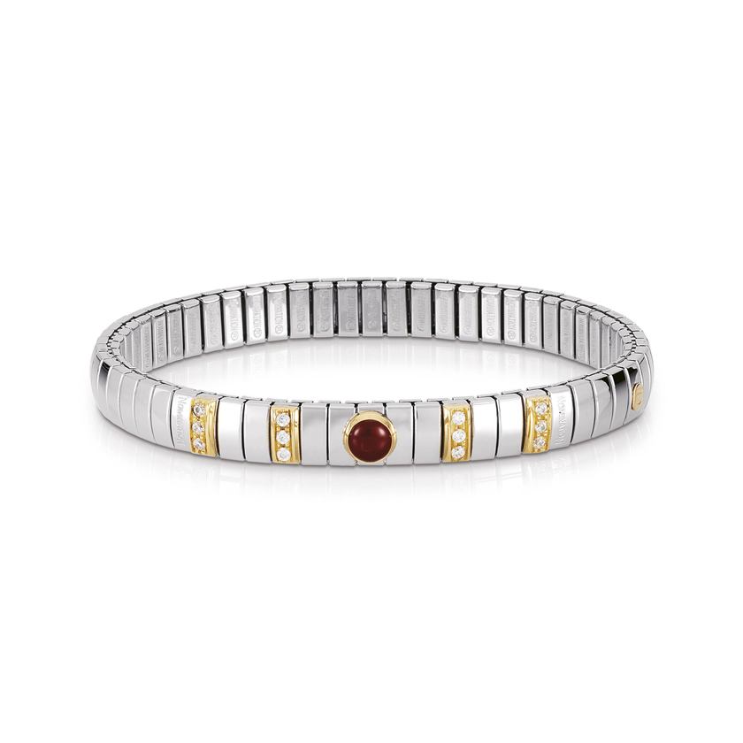 Nomination Armbander N,Y, SMALL Edelstahl, 18K-Gold, Cub, Zirc und Edelsteine (004_ACHAT ROT) 042450/004