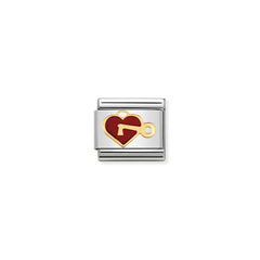 Nomination Composable Classic LOVE Edelstahl, Email und 18K-Gold (47_Herz mit Schlussel) 030207/47