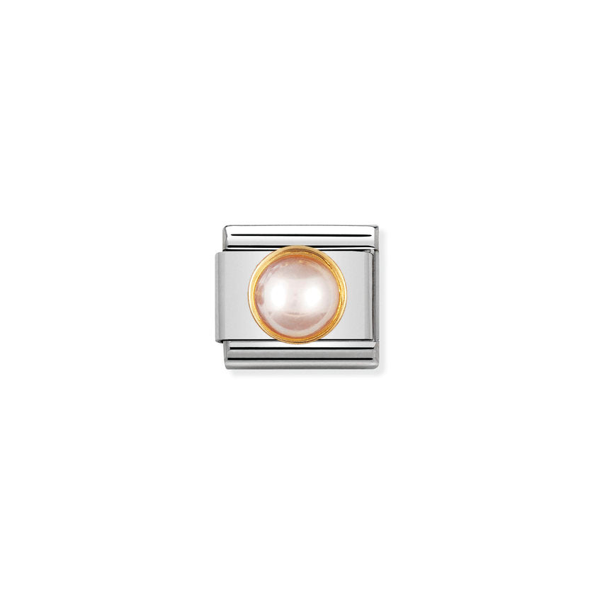 Nomination Composable Classic EDELSTEINE RUND aus Edelstahl und 18K-Gold (15_PERLE ROSA) 030503/15