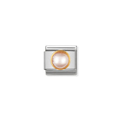 Nomination Composable Classic EDELSTEINE RUND aus Edelstahl und 18K-Gold (15_PERLE ROSA) 030503/15