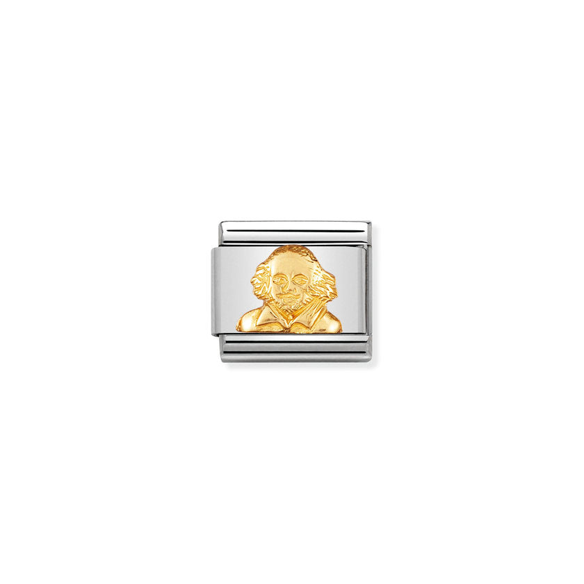 Nomination Composable Classic SYMBOLE G,B, RELIEF Stahl und 18k gold (03_Shakespeare) 030144/03
